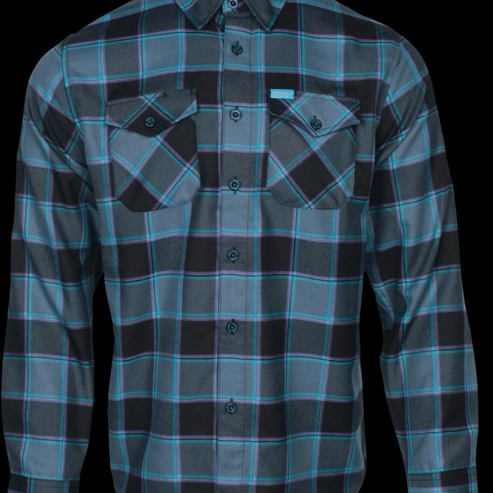 DIXXON Blue and Black Plaid Casual Button Down Shirt